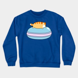 Orange Tabby Cat and Blue Macaroon Crewneck Sweatshirt